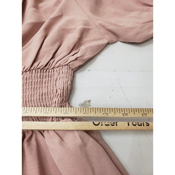 Exlura Womens Dress Puff Sleeve Off The Shoulder Ruched Back Stretch Pink Sz M - Picture 9 of 10